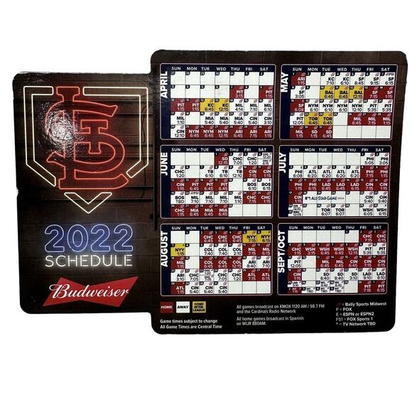 2022 Cards vs Pirates Bud Magnet Schedule Opening Day April 7, ST. Louis MLB - Picture 1 of 5